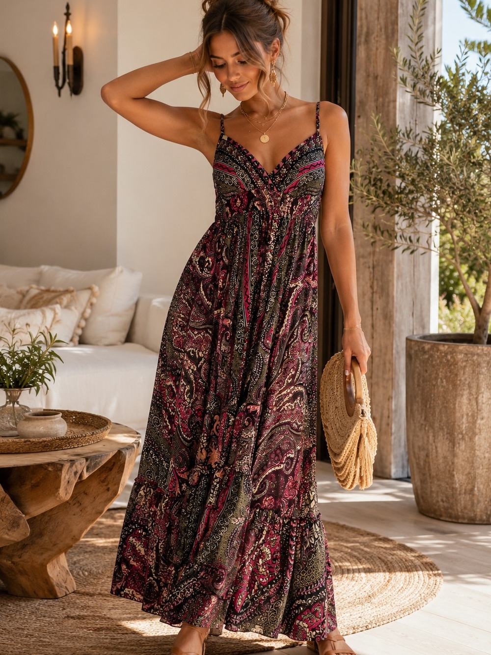 Karma Highway Paisley Maxi Dress | One Size | Boho Travel Dress